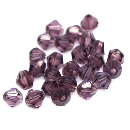 Бусины биконус 4мм, фиолетовый прозрачный